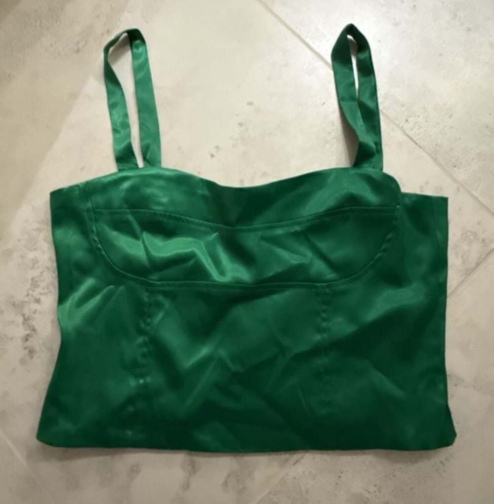 superdown Green Satin Corset Tank Top Size M